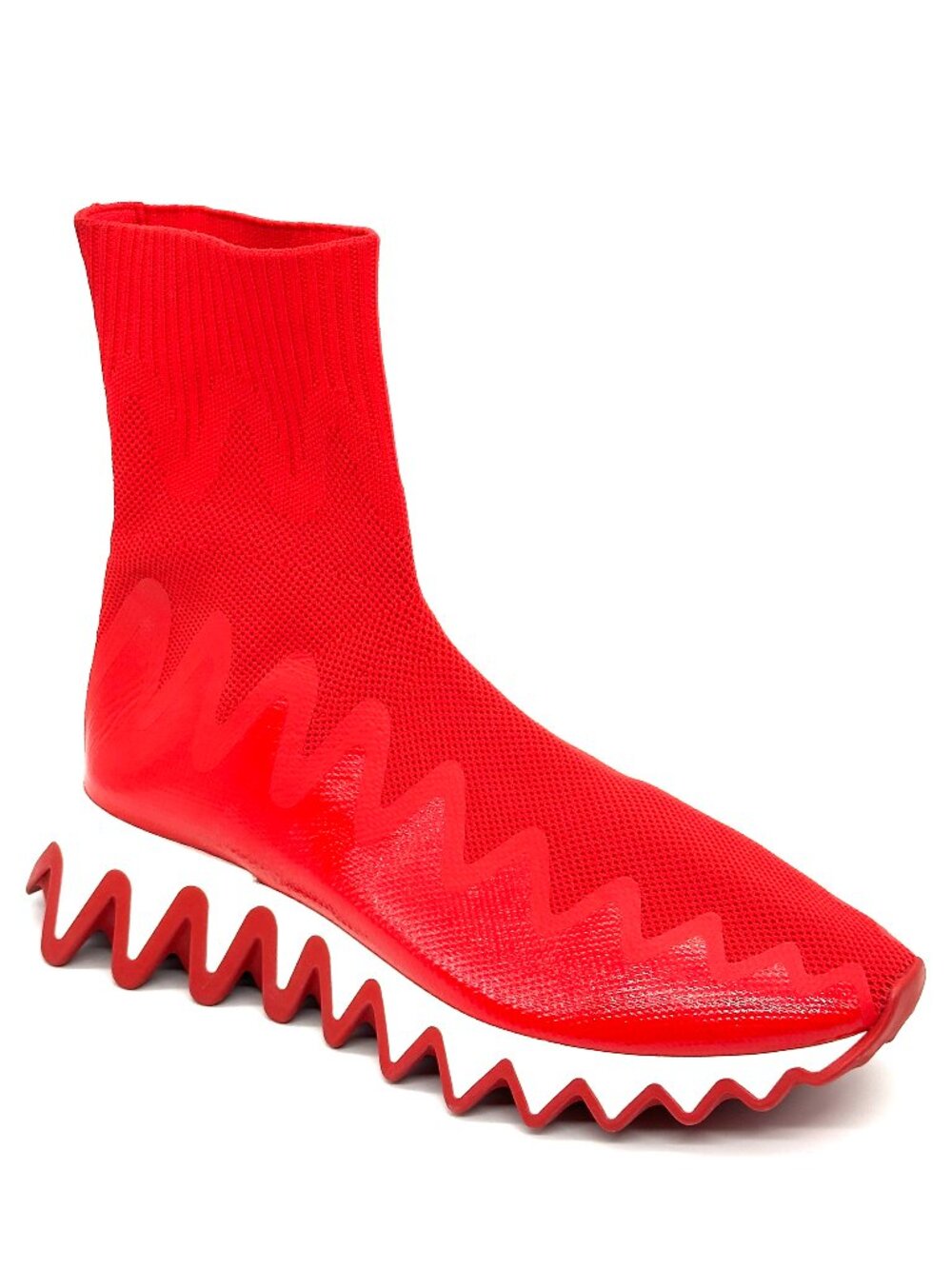 Christian Louboutin SHARKY SOCK Women Knit Flat Sneakers Shoes Loubi Red - Picture 6 of 10